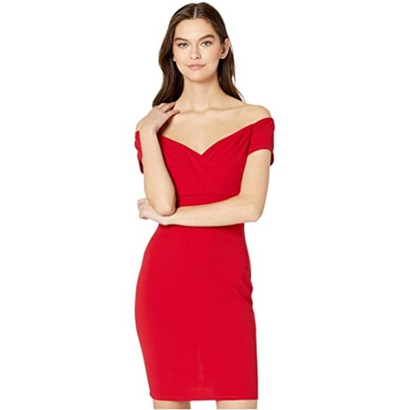 Nwt Bebe Red Scuba Dress with cap sleeves Size 12 - Picture 1 of 8